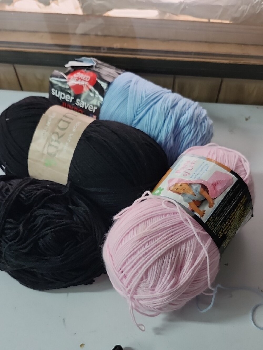 Black, pink and blue large Yarn Skeins - Soft Acrylic Blend